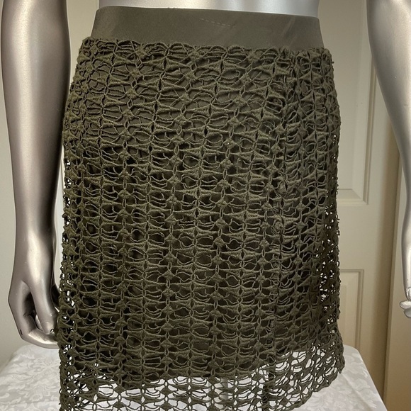 Olive Green Crochet Skirt - Picture 1 of 6